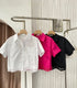 MATINEE Summer Collar Down Lacey Border Short Sleeves Shirt